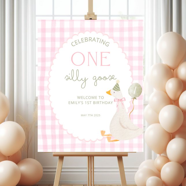 Pôster One Silly Goose Birthday Welcome Sign (Criador carregado)