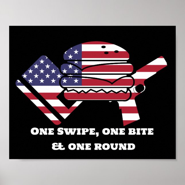 Poster One Swipe One Bite One Round Comida Guns Debates E (Frente)