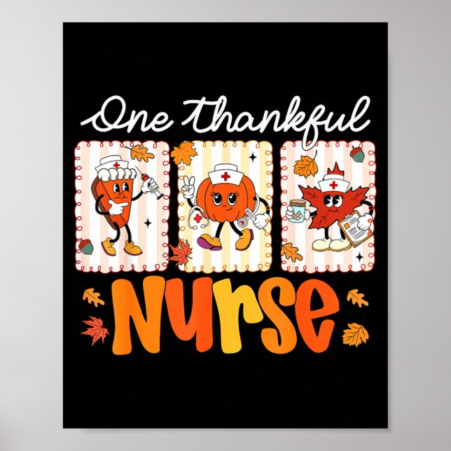 Poster One Thankful Nurse Thanksgiving Turkey Day Nurse G (Frente)
