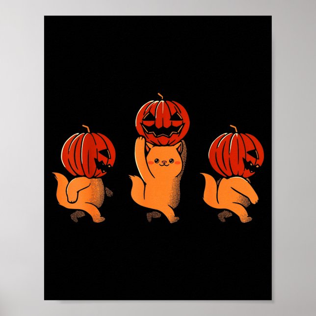 Poster One Two Three Cute Kittens Pumpkin Halloween Soky  (Frente)