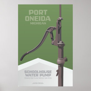 Pôster Oneida do porto, Michigan - bomba de água da