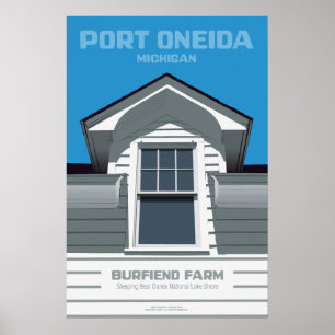 Pôster Oneida do porto, Michigan - fazenda de Burfiend