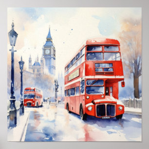Poster Ônibus de dois andares vermelhos de Londres, (C)