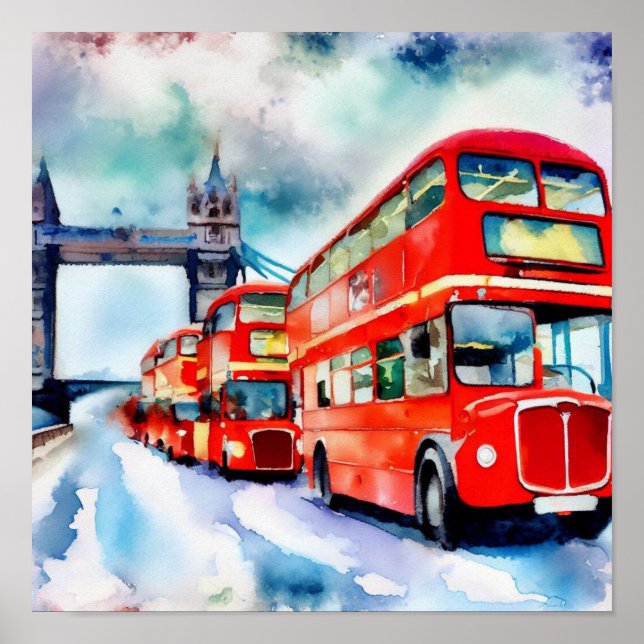 Poster Ônibus de dois andares vermelhos de Londres, (G) (Frente)