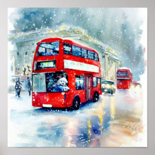 Poster Ônibus de dois andares vermelhos de Londres, (K)