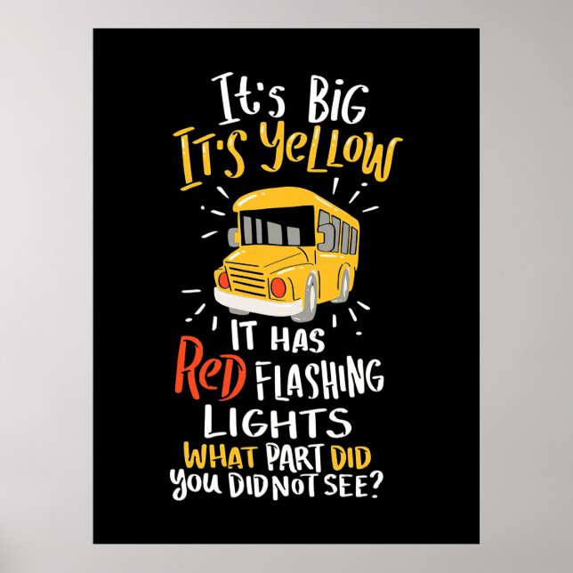 Poster Ônibus Escolar É Grande E Amarelo (Frente)