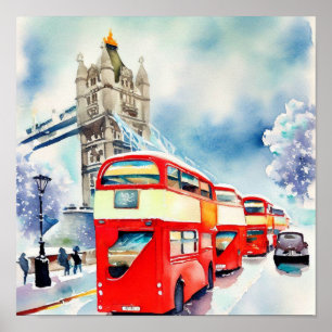 Poster Ônibus Red Double-Decker de Londres, (H)