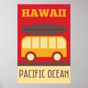 Pôster Ônibus surfando havaiano