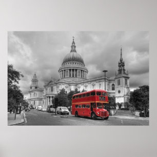 Pôster Ônibus vermelho de Londres na cidade de Londres