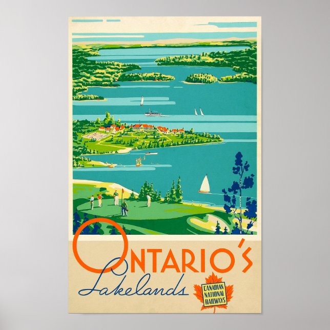 Poster Ontario's Lakelands, Canadian Railways - Viagem (Frente)