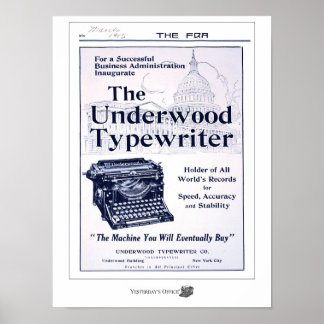 Poster Ontem o escritório A máquina de escrever Underwood