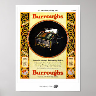 Poster Ontem, Office Burroughs - Máquina de Manutenção de