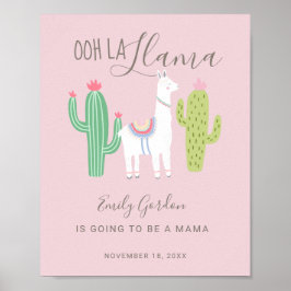 Poster Ooh La Llama Chá de fraldas bebê linda rosa
