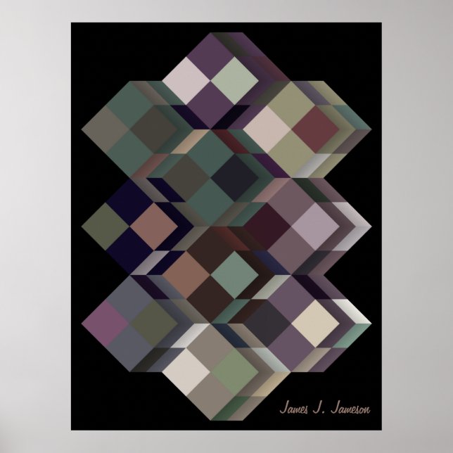 Poster Op-Art (arte geométrica óptica) com seu nome (Frente)