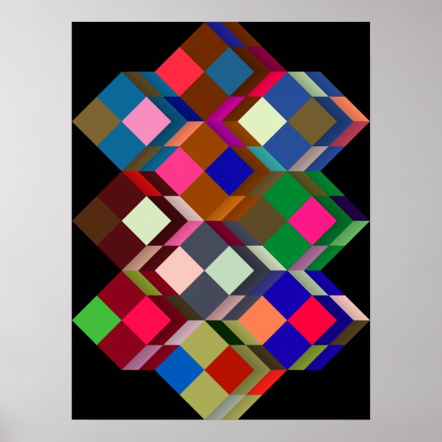 Poster Op-Art (arte geométrica óptica) tamanho padrão (Frente)