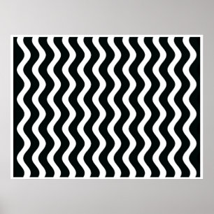 Poster Op Art Black and White Waves Two