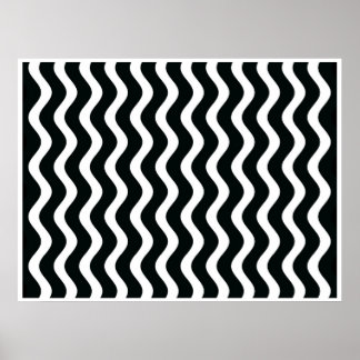 Poster Op Art Black and White Waves Two