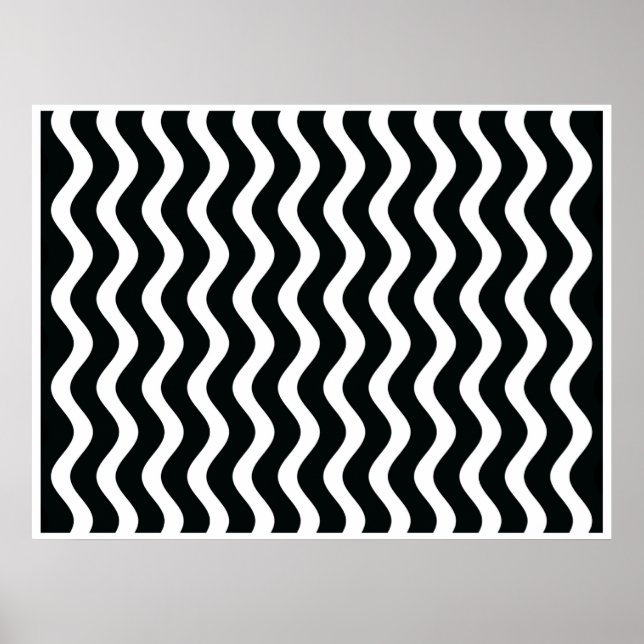 Poster Op Art Black and White Waves Two (Frente)