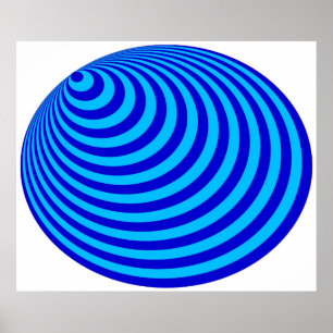 Poster Op Art Bullseye Excentric Blue Pale Blue
