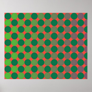 Poster Op Art Gradient Circles Red And Green