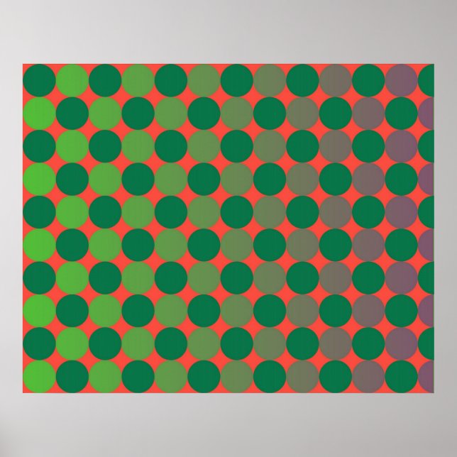 Poster Op Art Gradient Circles Red And Green (Frente)