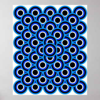 Pôster Op Art Thousand Eyes Azul Azul Azul Azul Branco Pr
