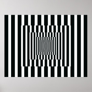 Poster Op Art Vertical Reflections Black and White