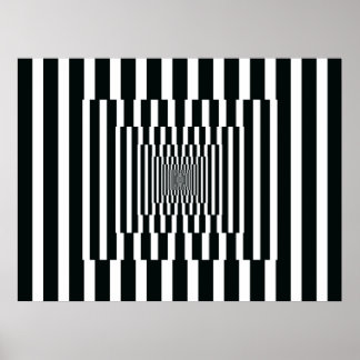Poster Op Art Vertical Reflections Black and White
