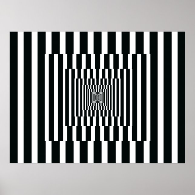 Poster Op Art Vertical Reflections Black and White (Frente)