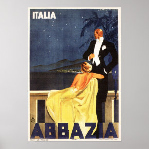 Poster OPATIJA ABBAZIA ITÁLIA Viagens vintage do homem T