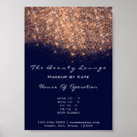 Opening Hours Beauty Makeup Studio Copper Navy Blu