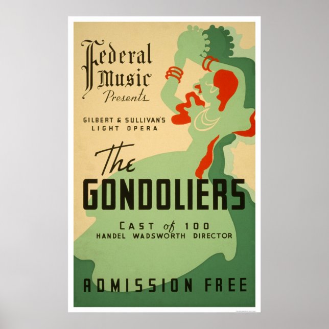 Poster Ópera Gondoliers 1937 WPA (Frente)