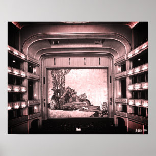 Poster Ópera Staatsoper de Viena Áustria Vintage interior
