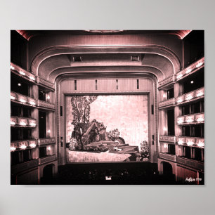 Poster Ópera Staatsoper de Viena Áustria vintage interior