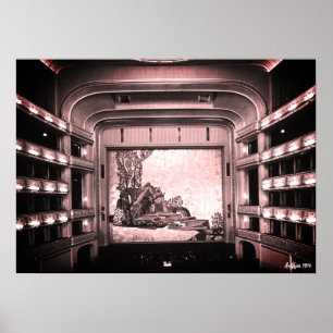 Poster Ópera Staatsoper de Viena Áustria vintage interior
