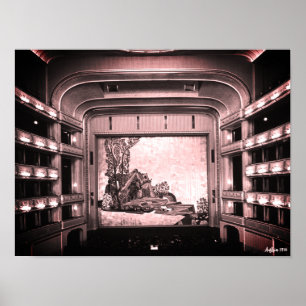 Poster Ópera Staatsoper de Viena Áustria Vintage interior