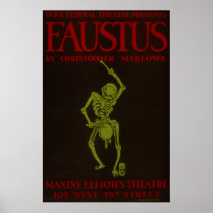 Pôster Ópera WPA de Christopher Marlowe Faustus do