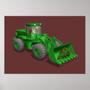 Pôster Operador Bulldozer Santa Claus