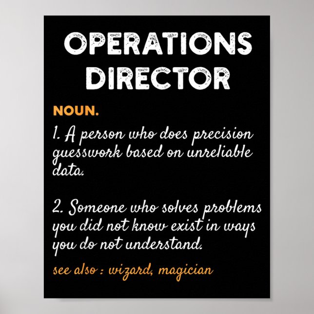 Poster Operations Director Profession Funny Dictionary De (Frente)