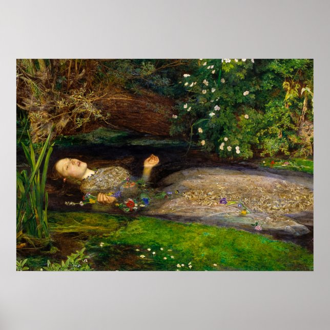 Poster Ophelia, 1851, por John Everett Millais (Frente)