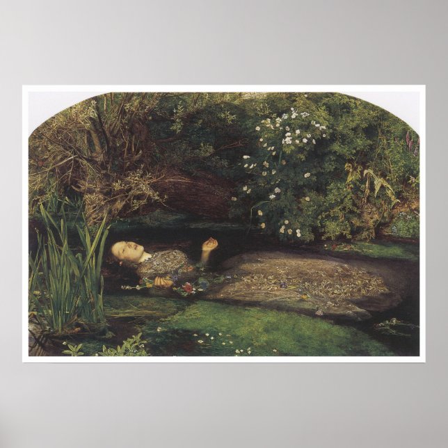 Poster Ophelia, 1852, John Everett Millais (Frente)