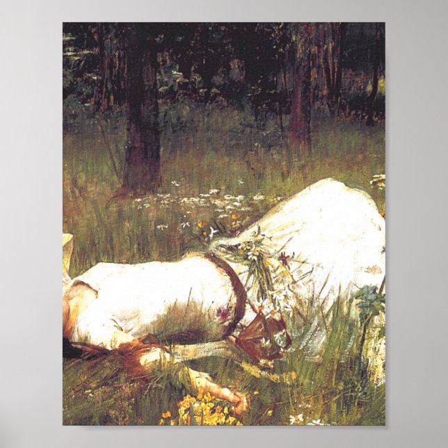 Poster Ophelia 1889 Por John William Waterhouse (Frente)