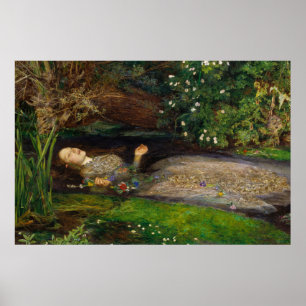 Poster Ophelia, c. 1852 apresentada por Sir John Everett