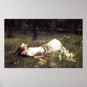 Poster Ophelia Lying in the Meadow