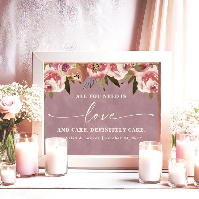 Poster Ophelia Pink Tudo O Que Precisa É Um Sinal De Casa (Say "I DO" to Romantic Watercolor Florals and a Cottagecore Vibe with the Ophelia Wedding Suite.)