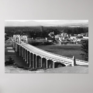 Pôster Opinião da cidade de Florença, Oregon e ponte de