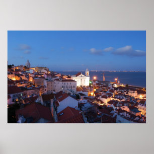 Poster Opinião da cidade em Lisboa, Portugal (por do sol