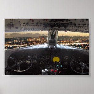 Poster Opinião da noite da cabina do piloto DC3