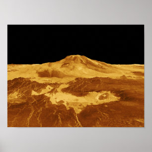 Pôster opinião de perspectiva 3D de Maat Mons em Venus
