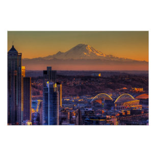 Pôster Opinião do centro de Seattle, futebol da